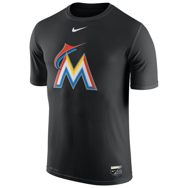 MLB Men Miami Marlins Nike Authentic Collection Legend Logo 1.5 Performance TShirt  Black